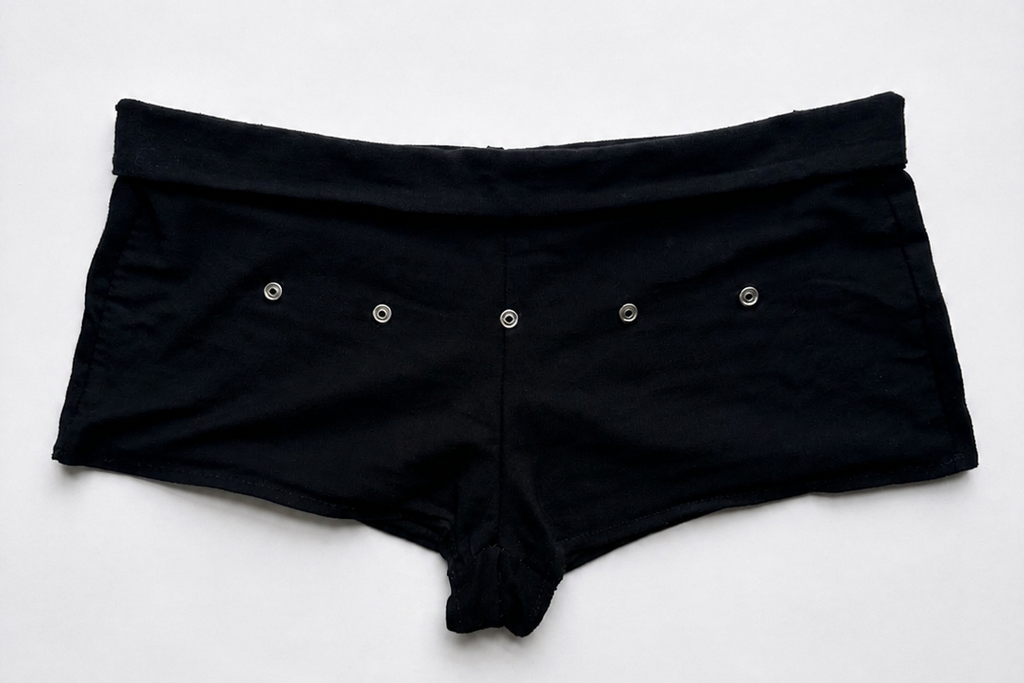 Black Fold Over Mini Shorts