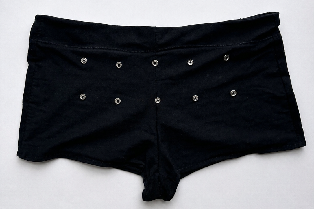 Black Fold Over Mini Shorts