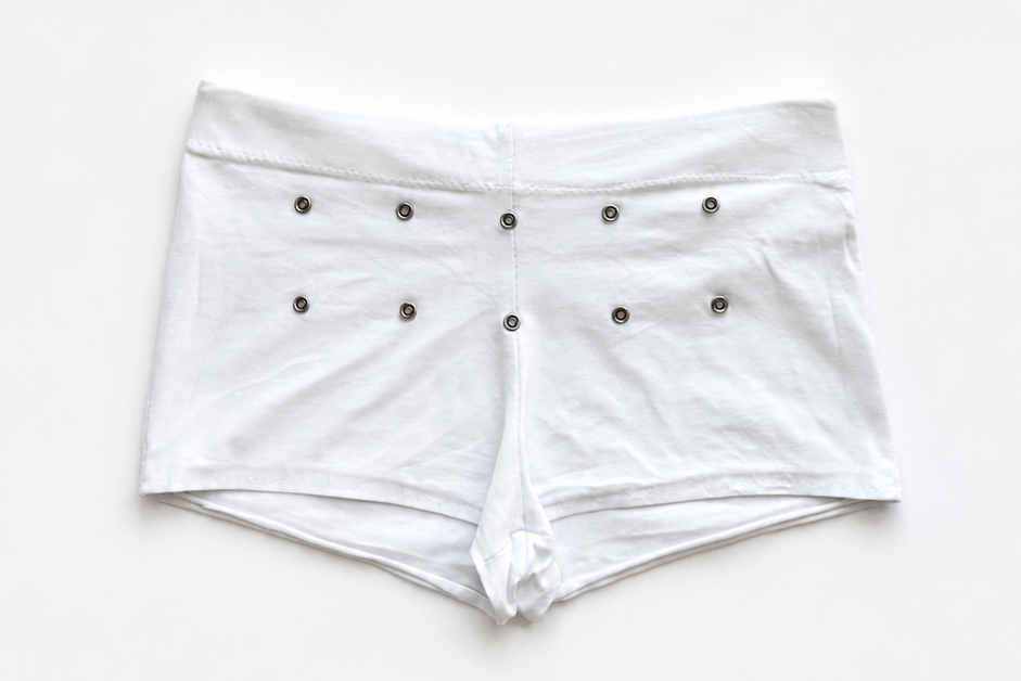 White Fold Over Mini Shorts